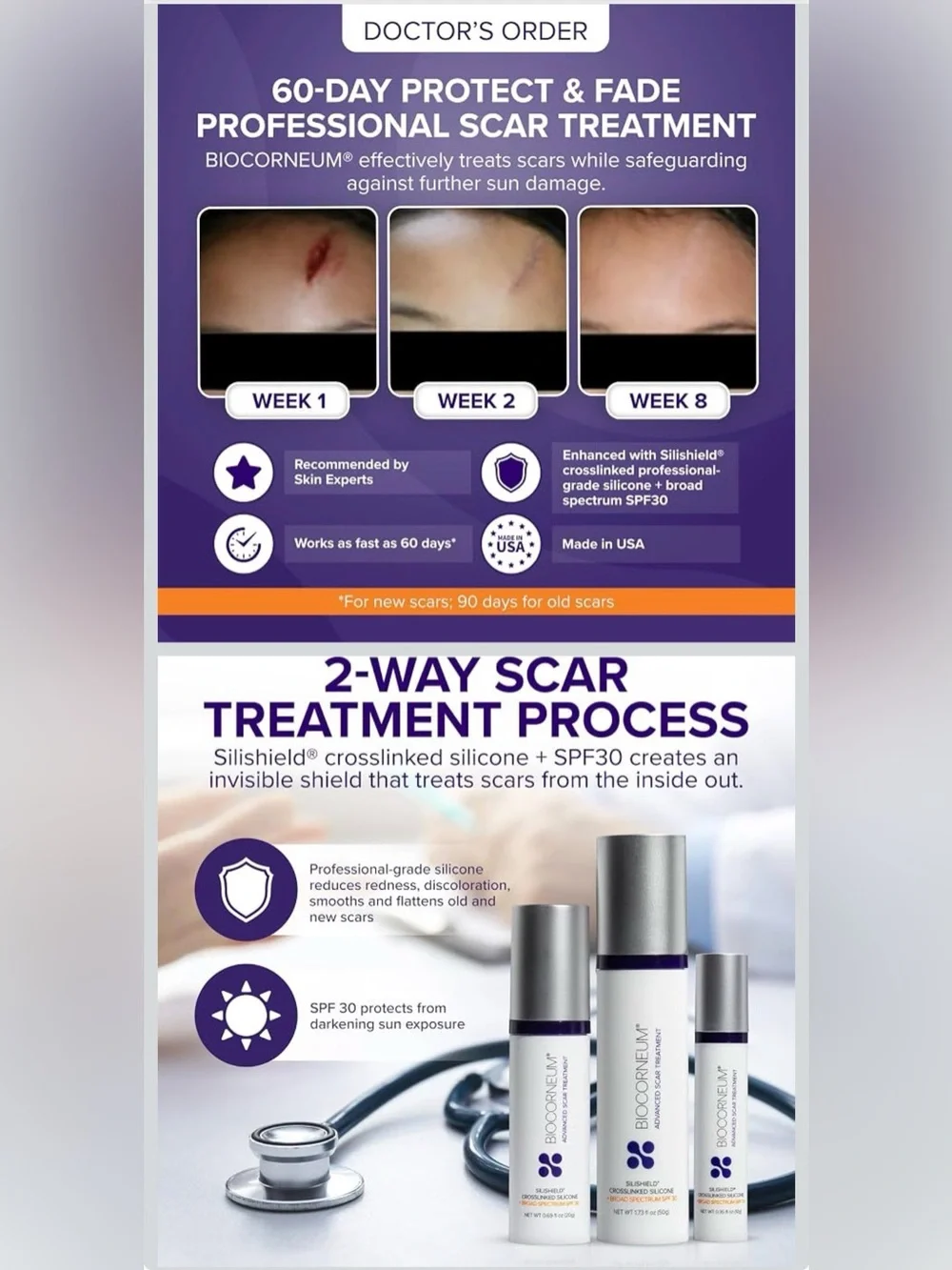 Biocorneum Silicone Scar Gel with Silishield®, SPF 30 Scar Cream, 20g